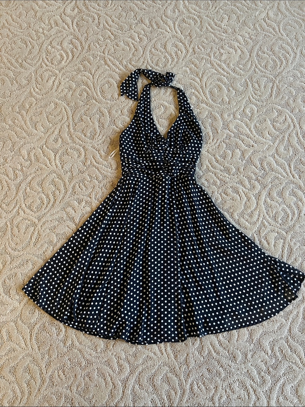 B Darlin Black and White Polka Dot Halter Dress